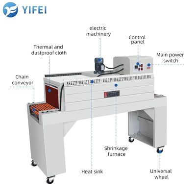 Máquina automática de vedação e de corte de películas de mangas para embalagens de cartões