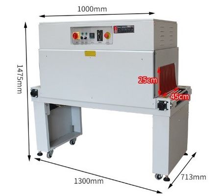 Máquina de embalagem para embalagens de grande porte, comercialmente fabricada, para vedação e corte de sacos de retracção por película térmica