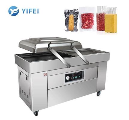 Máquina de embalagem industrial de vácuo de câmara dupla para alimentos com potência de bomba de vácuo de 1,5 kW