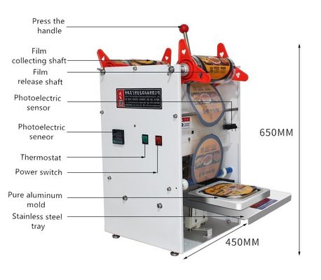 Máquina de vedação de bandeja de almoço de fast food industrial com molde de prensagem manual personalizável