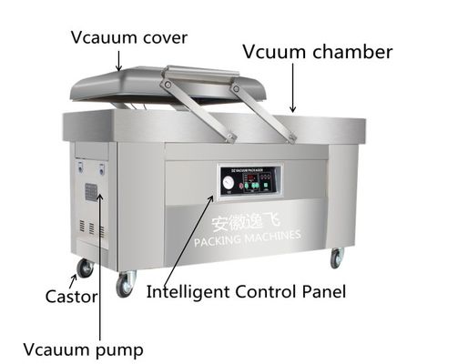 Máquina de embalagem a vácuo de câmara dupla de aço inoxidável 304 DZ-600/2SB para longa duração