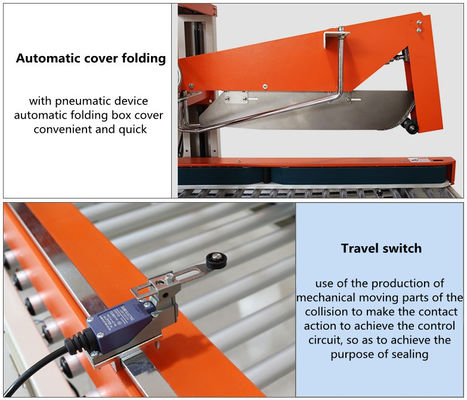 Máquina de vedação automática de fita de vedação com tampa dobrável de aço inoxidável com velocidade máxima de 20 M/MIN