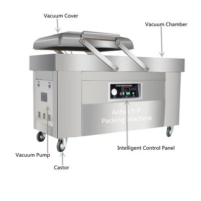 Máquina de embalagem a vácuo de câmaras duplas Ideal para embalagem de carne de porco a motor elétrico