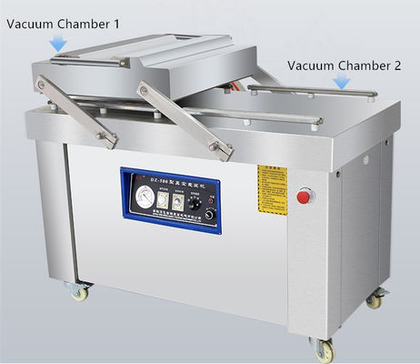 Máquina de embalagem a vácuo semiautomática de câmara dupla de carne de frango seca para o mercado