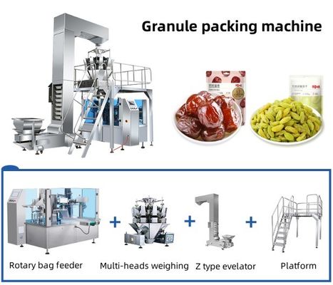 Material de embalagem de plástico utilizado Máquina de embalagem de sacos rotativos de velocidade para nozes e sementes