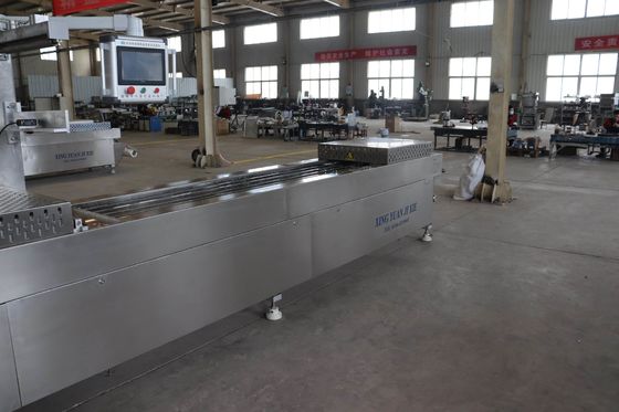 Máquina de embalagem a vácuo de bandeja rígida de termoformagem automática a motor elétrico com enchimento de gás