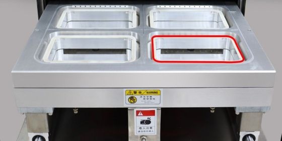 Fecho de bandeja de descarga de gás para frango, peixe e vegetais em embalagens em atmosfera modificada