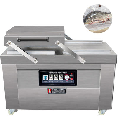 Máquina de embalagem a vácuo de carne de duas câmaras com 2 tiras de vedação e tensão de 220V/380V