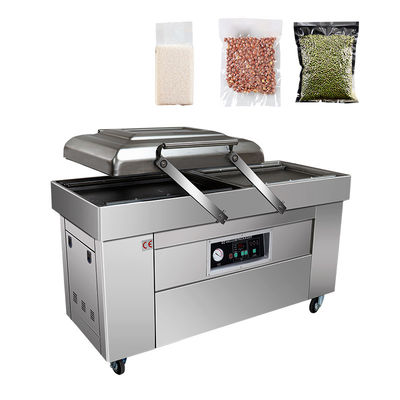 Máquina de vedação a vácuo de câmaras duplas para vedação de alimentos Arroz Farinha de carne em pó de amendoim