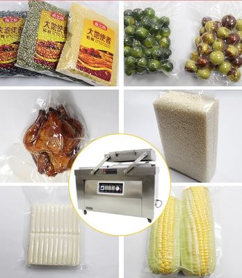 Máquina de vedação a vácuo de câmaras duplas para vedação de alimentos Arroz Farinha de carne em pó de amendoim