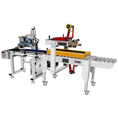Máquina automática de vedação e rotulagem de caixas de cartão com fita adesiva para material de embalagem