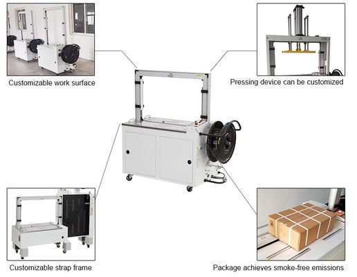 Máquina de amarração de cinturão de PP totalmente automática para capacidade de carga de 300 kg em embalagens de cartão
