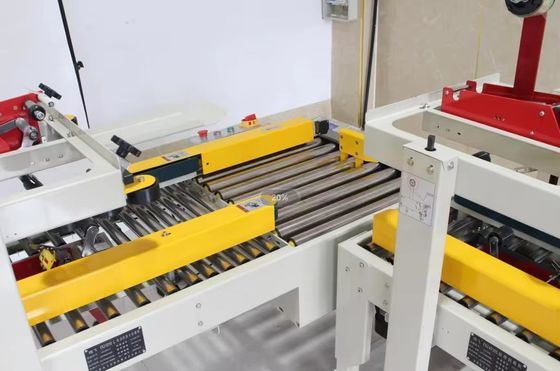 FXJ-4030S Semi-Automática Cruz Selo Caixa de Caixa Caixa de Sellação de fita selante máquina selante com ambas as extremidades de mesa de rolos