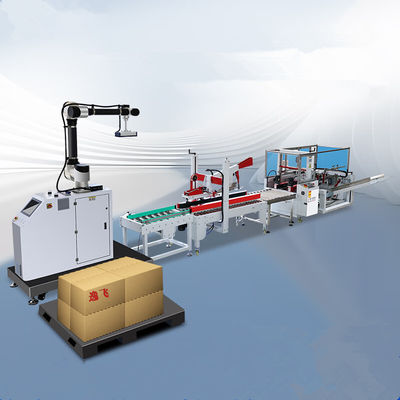 Design de linha de embalagem totalmente automática de cartão erector com velocidade de paletização de 8-12pcs/min
