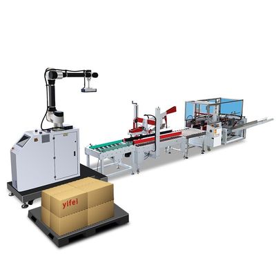 IP65 Linha de embalagem com caixa de sacos de cartão caixa erector sistema de paletização de vedação dobrável