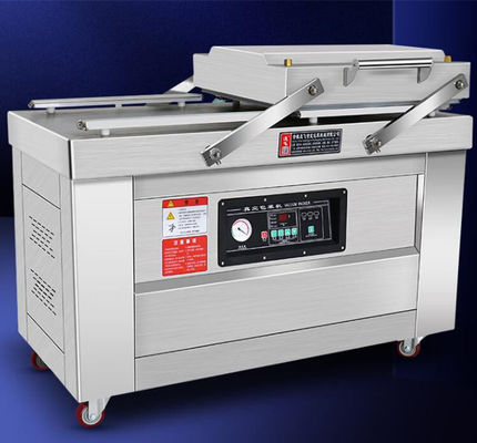 Máquina de embalagem a vácuo para sacos de frutas e vegetais de dupla câmara semiautomática