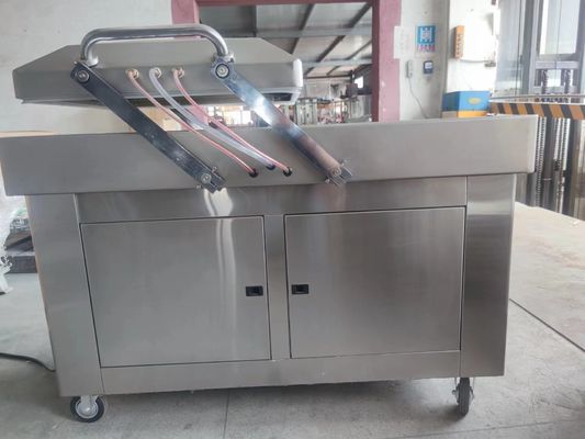 Embalagem de alimentos Máquina de embalagem a vácuo de câmara dupla elétrica com tiras de vedação de 4pcs