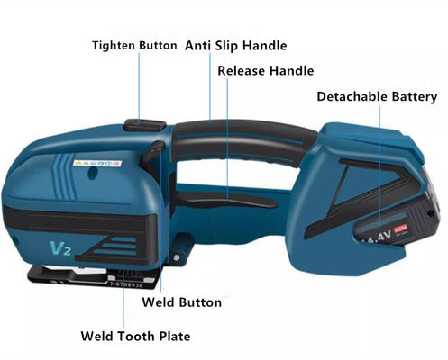 14.4V Ferramenta de fixação manual para um cabo de 13-16 mm de faixa de PP/PET 380x130x130 mm