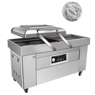 Máquina de embalagem a vácuo de câmara dupla de 1500W para arroz de grãos tijolos caviar datas peixe