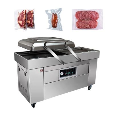 Embalagem de plástico de bife 40m3/h Velocidade da bomba Embalagem de vácuo de câmara dupla vertical