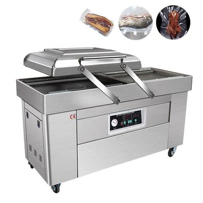Máquina de embalagem a vácuo de câmara dupla a motor elétrico para conservação de carnes e nozes