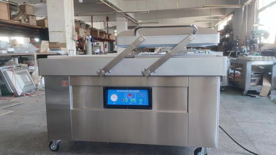 Semi-automático comercial de dupla câmara para vedação a vácuo de material de embalagem de plástico