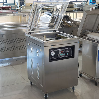 Embalagem de plástico Fecho a vácuo de câmara única acionado elétrico para carne, arroz, peixe e alimentos para peixes