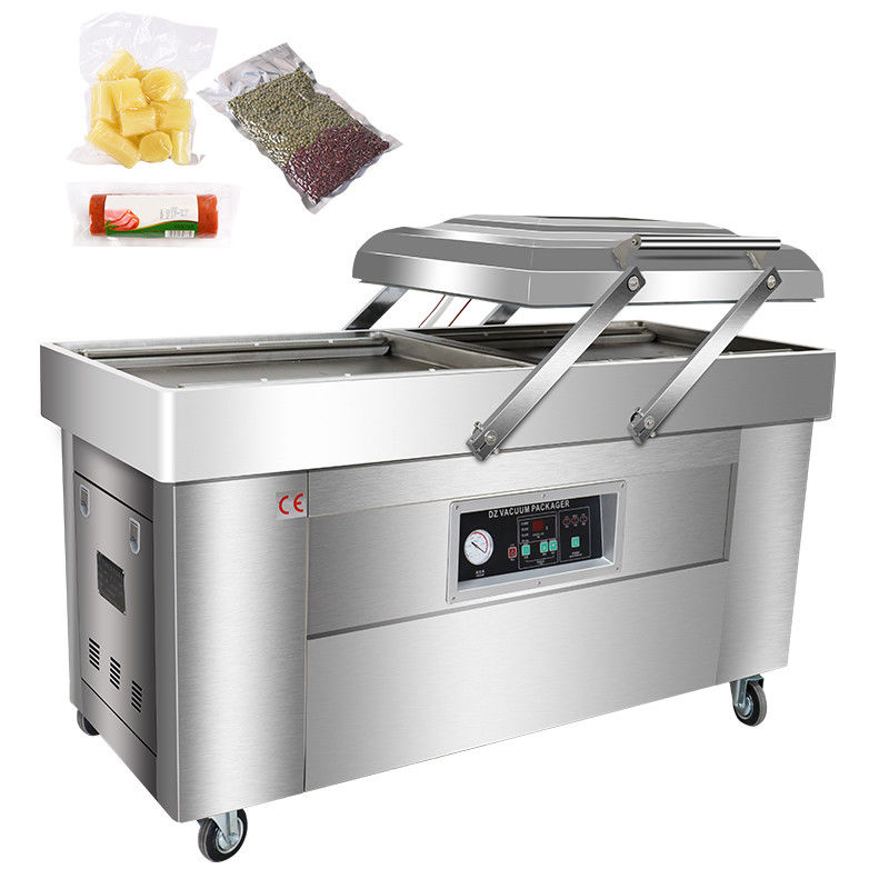 Máquina de embalagem a vácuo de câmaras duplas Ideal para embalagem de carne de porco a motor elétrico