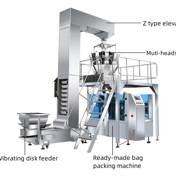 Material de embalagem de plástico utilizado Máquina de embalagem de sacos rotativos de velocidade para nozes e sementes