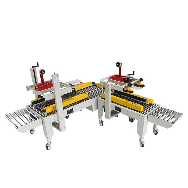 FXJ-4030S Semi-Automática Cruz Selo Caixa de Caixa Caixa de Sellação de fita selante máquina selante com ambas as extremidades de mesa de rolos