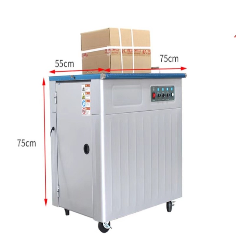 Máquina semiautomática de amarração de caixas de cartão com motor duplo e peças sobressalentes