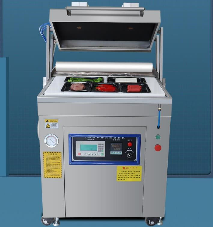 Máquina automática de embalagem a vácuo de pele de carne para vedação de bandeja de alimentos 830*750*91050mm