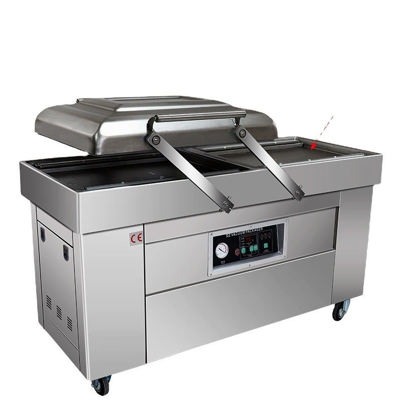 DZ 400 500 600 Semi-automático de câmara dupla de vedação a vácuo para sacos de plástico de carne e alimentos