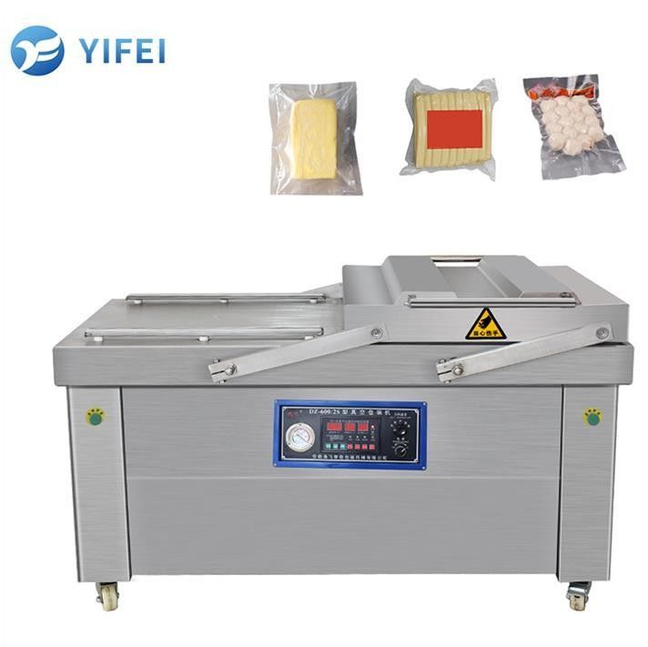 Máquina automática de embalagem a vácuo de câmara dupla para carne salgada, peixe seco, porco, carne bovina e arroz